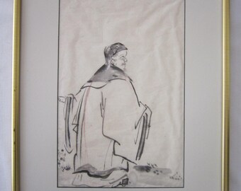 Antique Japanese Sumi-e Ink Painting