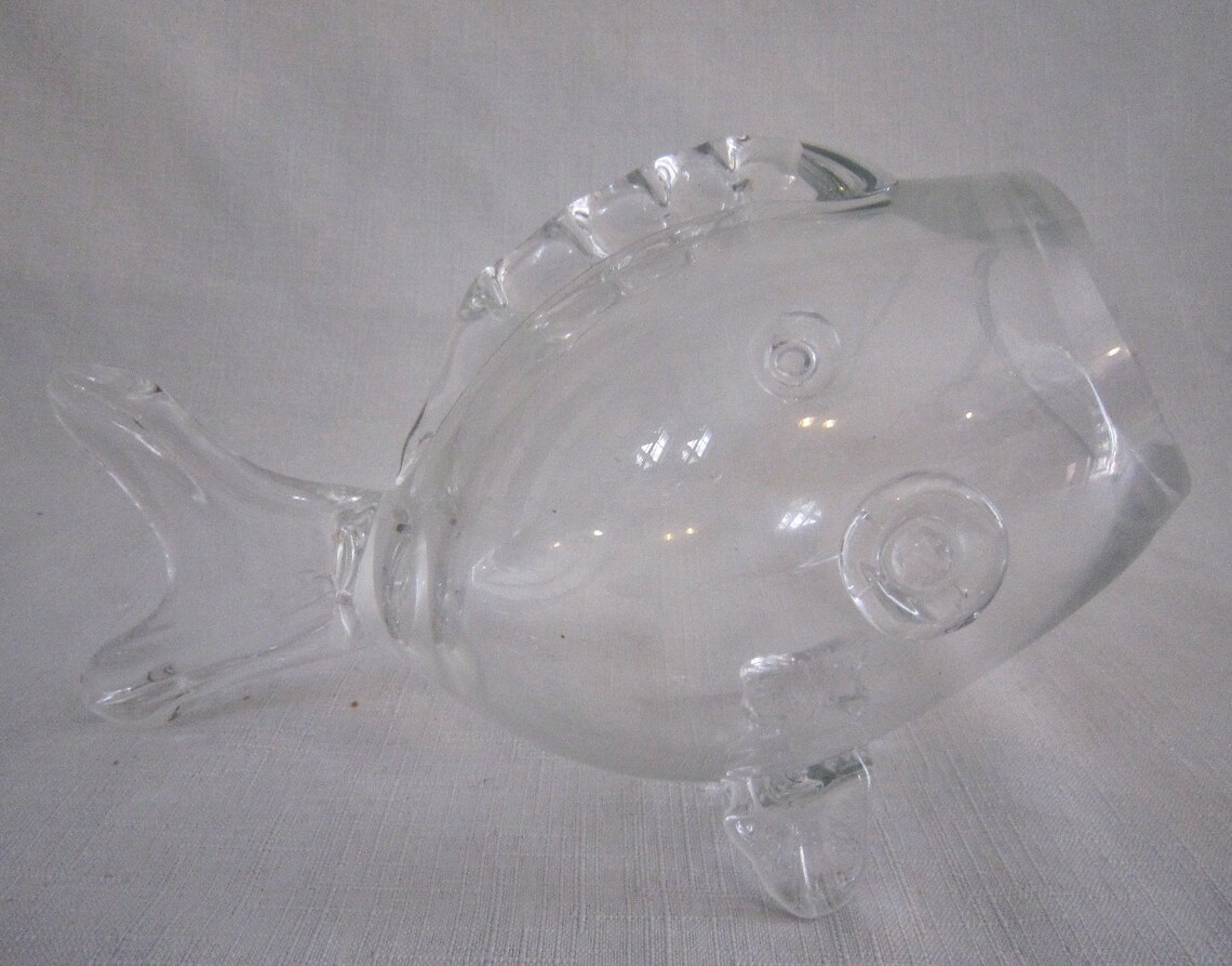 Blenko Glass Fish Jar Rare Size Etsy