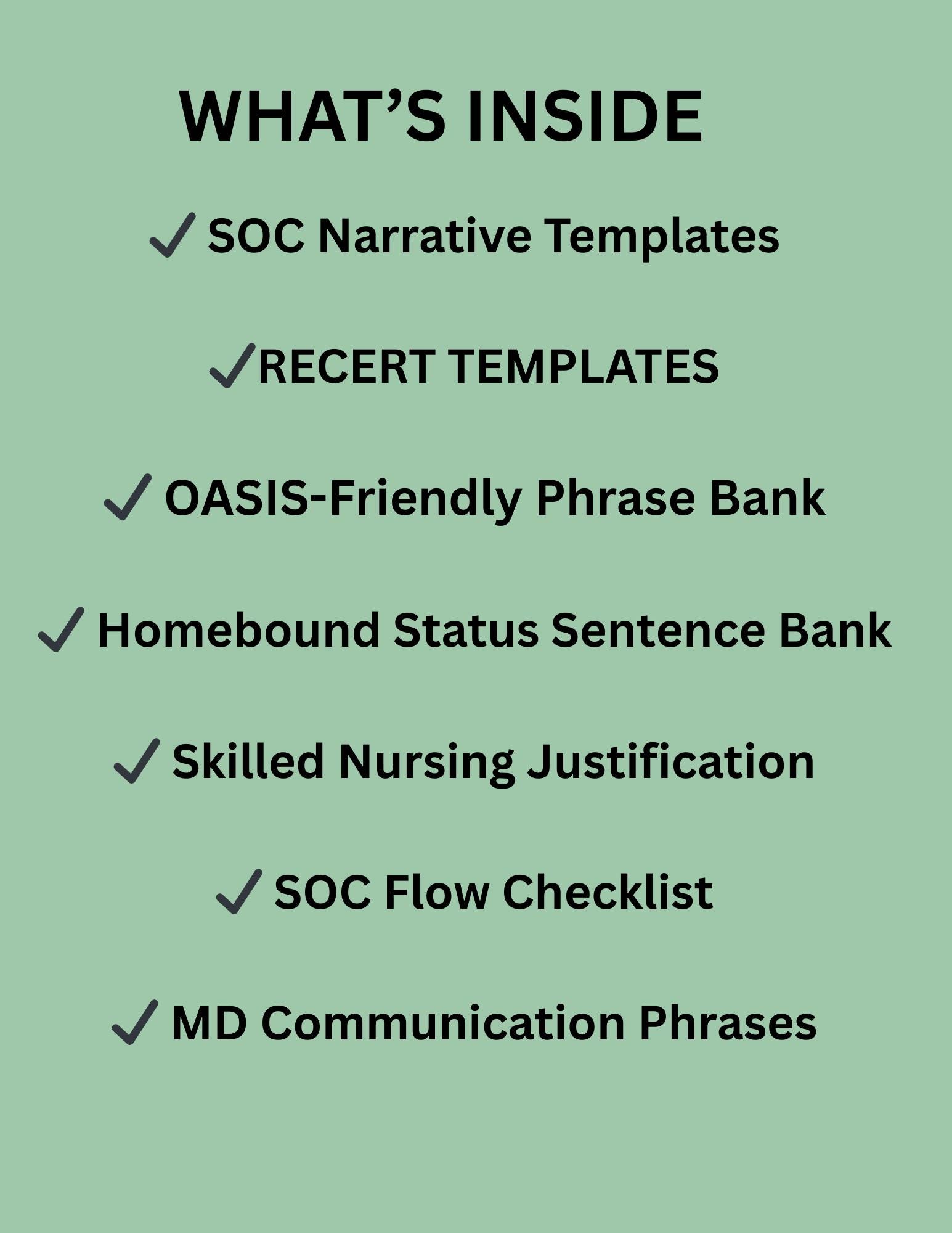 Home Health RN Documentation Bundle, SOC OASIS Recert Templates ...
