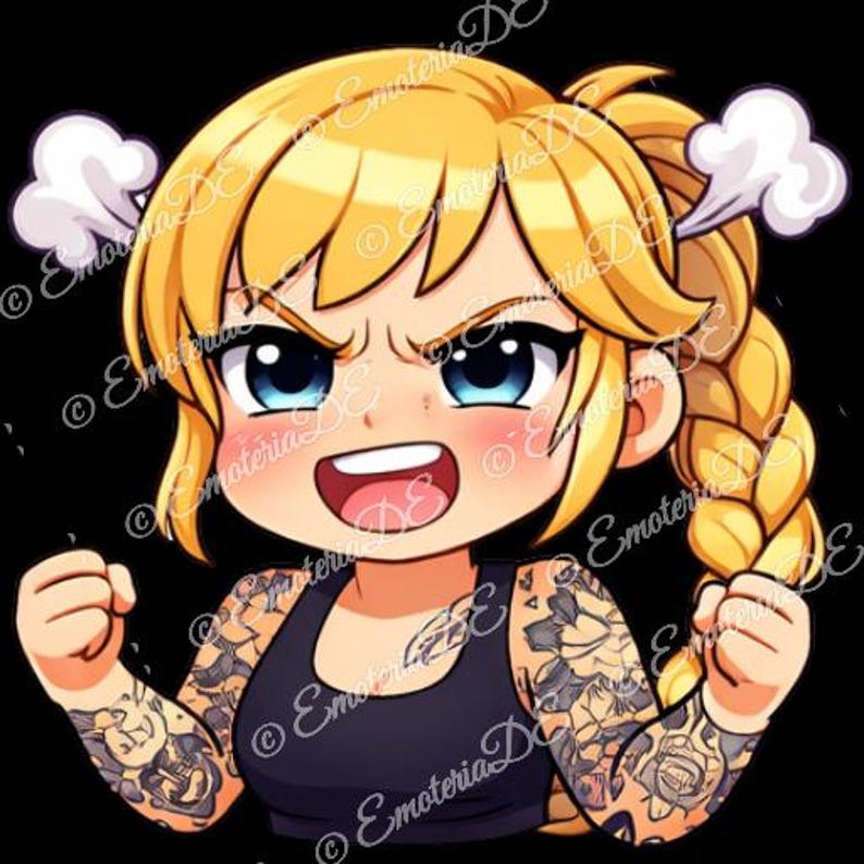 Twitch Emotes Pack - Chibi Girl - Blonder Flechtzopf - 23 Emotes + 5 ...