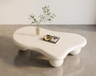 CROMA IV / Mesa de centro cromada / Mesa baja orgánica con forma de nube escultural de FRP / Acabado espejo - Sala de estar de lujo