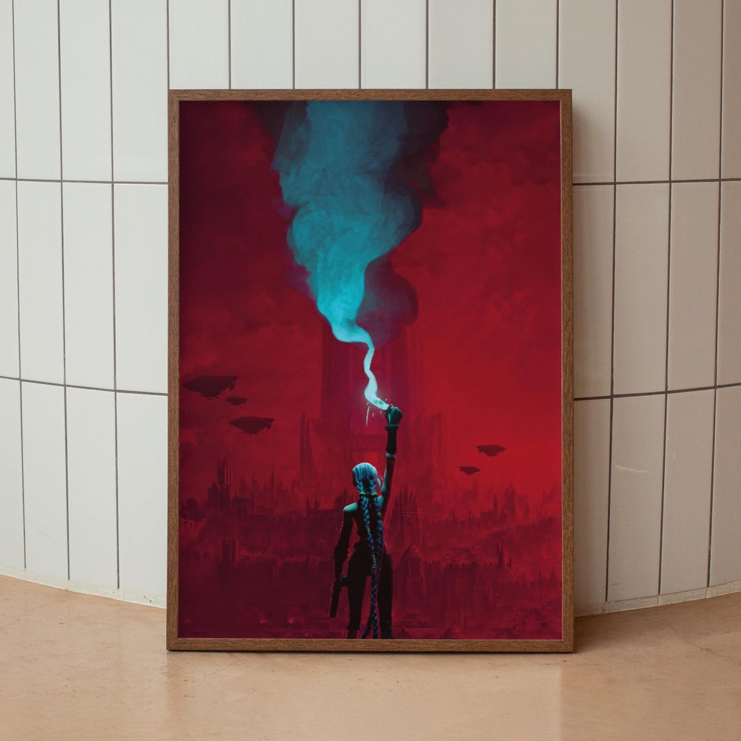 Jinx Arcane Poster Wall Art, Print League of Legends Digital Artwork ...