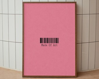 Made of Art Poster Print, Pink Minimalist Typography Wall Art, Creative Studio Digital Download