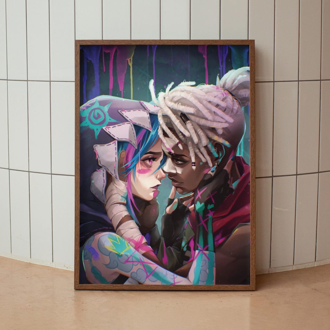 Jinx Ekko Inspired Fanart Print, Arcane Animated Love Poster, Piltover ...
