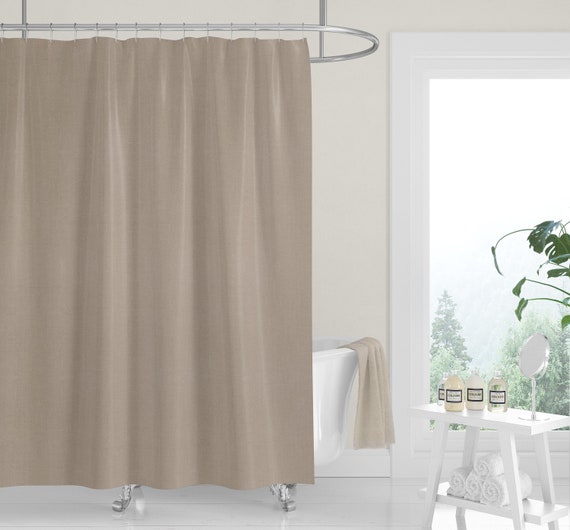 New FABRIC SHOWER CURTAIN Light Brown Tan Beige Solid Linen Etsy