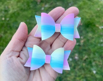 rainbow pigtail bows for toddlers, pigtail bow set, Easter piggy bows for girls, spring hair bows, Easter hair bow for toddlers