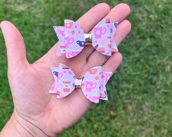 pumpkin spice bow, fall piggies, pigtail bows, pigtail bow set, fall hair bows for girls, fall bows for toddler