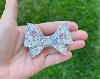 floral hair bow, fall bow, blush hair bow, floral headband for baby