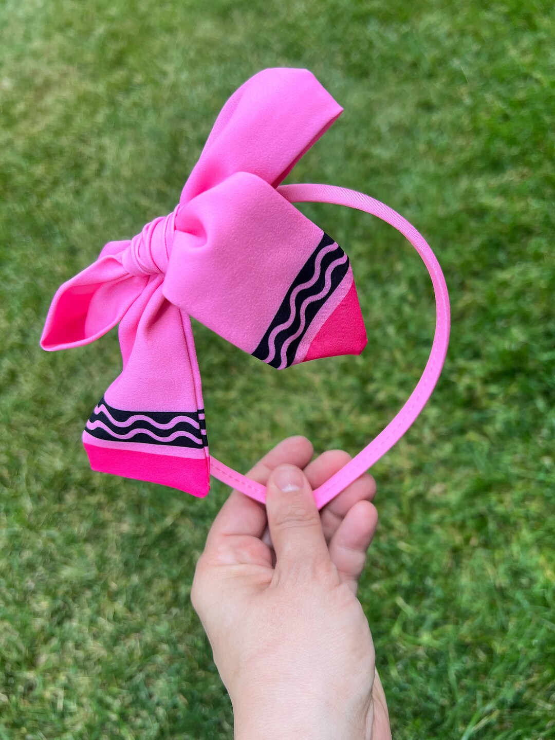 Pink Crayon Hair Bow Crayon Headband Crayon Hair Etsy