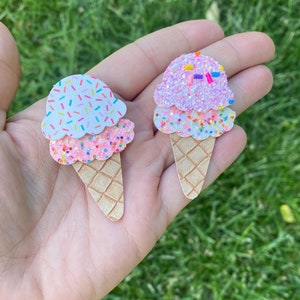 Ice cream hair clip, sprinkle hair clip, ice cream birthday party outfit, ice cream cone clip