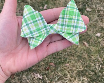 green plaid bow, St Patricks bow, leprechaun hair bow,