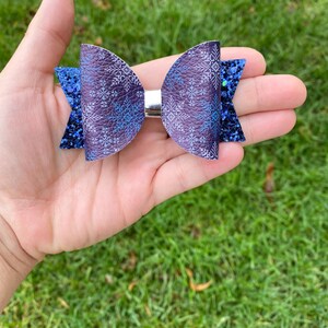 snowflake bow, snowflake headband, winter hair bow for girls, winter headband, blue headband, blue bow