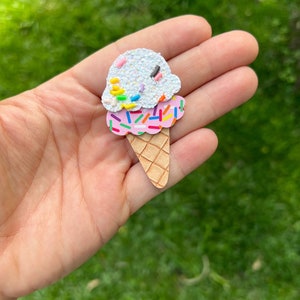 ice cream hair clip, sprinkle hair clip for girls, pink ice cream birthday party outfit for toddler, ice cream cone clip, ice cream favors