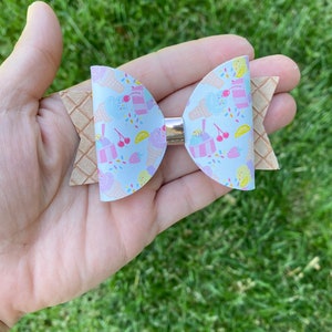 Ice cream hair bow, ice cream headband, sprinkle hair bow, sprinkle headband, ice cream birthday party outfit, ice cream cone bow,
