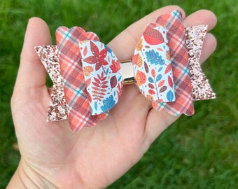 leaf hair bow, fall hair fall hair accessories, fall hair bow, bows for toddler, fall hair clip, fall bows for girls, fall headband baby
