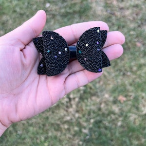 black hair bow, black hair accessories, iridescent hair bow, solid black bow
