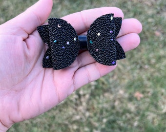 black hair bow, black hair accessories, iridescent hair bow, solid black bow
