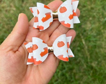 pumpkin hair accessories, thanksgiving bow, fall piggies, pigtail bows, pigtail bow set, fall hair bows for girls, fall bows for toddler