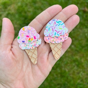 Ice cream hair clip, sprinkle hair clip, ice cream birthday party outfit, ice cream cone clip
