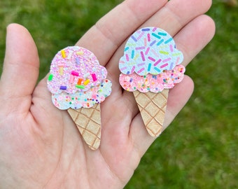 Ice cream hair clip, sprinkle hair clip, ice cream birthday party outfit, ice cream cone clip