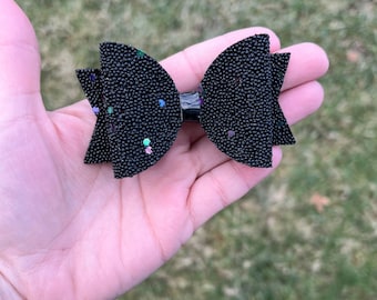 black hair bow, black hair accessories, iridescent hair bow