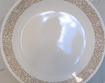 Vintage Corelle Woodland Braun Speiseteller | 10,25 Zoll Blumenplatte | Retro Bauernhaus Teller | Braune Blumen Corelle | 1970er Jahre Küchen Dekor