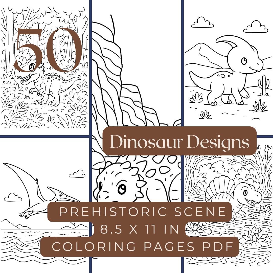 50 Dinosaur Coloring Pages – Prehistoric Animals Printable PDF - Etsy UK