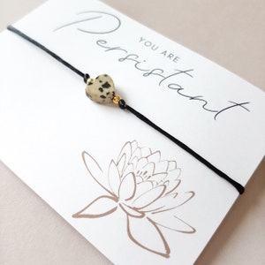 Satin Armband Edelstein Herz Dalmatiner Jaspis - You are Persistant