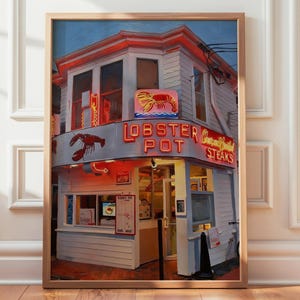 Lobster Pot Neon Print | Provincetown Cape Cod Wall Art, Coastal New England Decor, Cape Cod Neon Restaurant Print