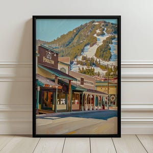 Kunstdruck aus Jackson Hole, Wyoming | Poster „Stadtzentrum Jackson Hole“ | Wandbild „Snow King Mountain“ | Western-Reisedeko