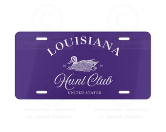 Father's Day Personalized Hunt Club License Plate: State, Duck, Dog, Deer