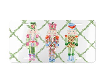 Merry Christmas Preppy Nutcrackers License Plate: Personalized Car Decor, Sweet 16th Birthday!