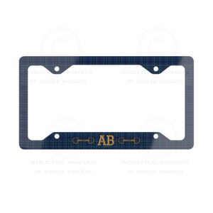 Monogram Equestrian Tartan Plaid License Plate Frame: Personalized Initials Car Decor, 16th Birthday