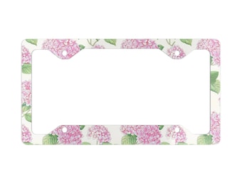 Pink Hydrangea License Plate Frame: Personalized Floral Car Decor, Sweet 16!