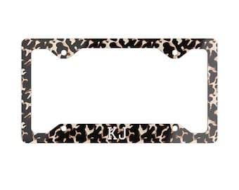 Personalized Tortoise Shell License Plate Frame, Made in the USA, Shadow Block Letter