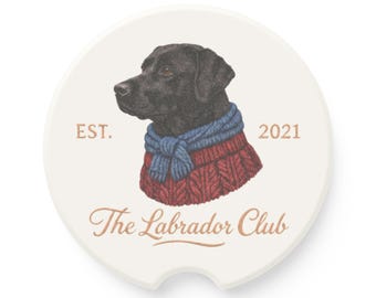 The Labrador Club Car Coasters: Personalized Sandstone Auto Accessories, 16th Birthday, Black Lab
