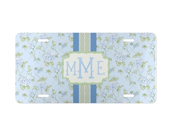 ¡Placa de matrícula personalizada con hortensias azules, para un dulce cumpleaños número 16!