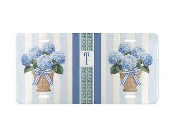 Monogram Blue Hydrangea License Plate: Sweet 16th Birthday!
