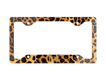 Leopard Print License Plate Frame, Made in the USA, Sweet 16, Personalize it with Monogram