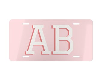 Custom Initial License Plate, Personalized, Front Cute Car Accessory, Block Varsity Letters
