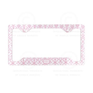 Roze toile-nummerplaat met monogram: gepersonaliseerd autodecor met bloemen, 16e verjaardag