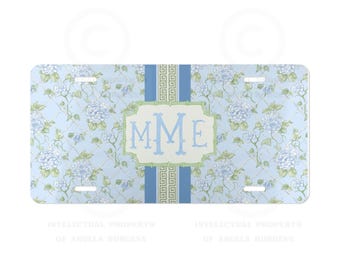 Personalized Blue Hydrangea License Plate, Sweet 16th Birthday!