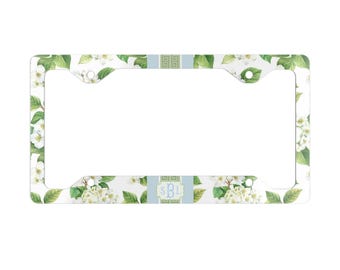 White Hydrangea License Plate Frame: Floral Car Decor, 16th Birthday