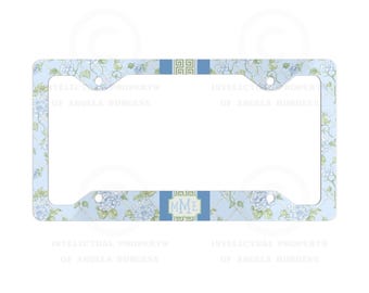 Monogram Blue Bows License Plate Frame: Personalized 16th Birthday