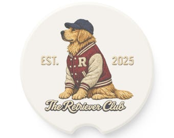 The Retriever Club Car Coasters: Personalized Sandstone Auto Accessories, 16th Birthday, Golden Retriever