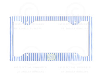 Monogram Blue Stripe License Plate Frame, 16th Birthday