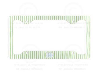 Monogram Green Stripe License Plate Frame: 16th Birthday