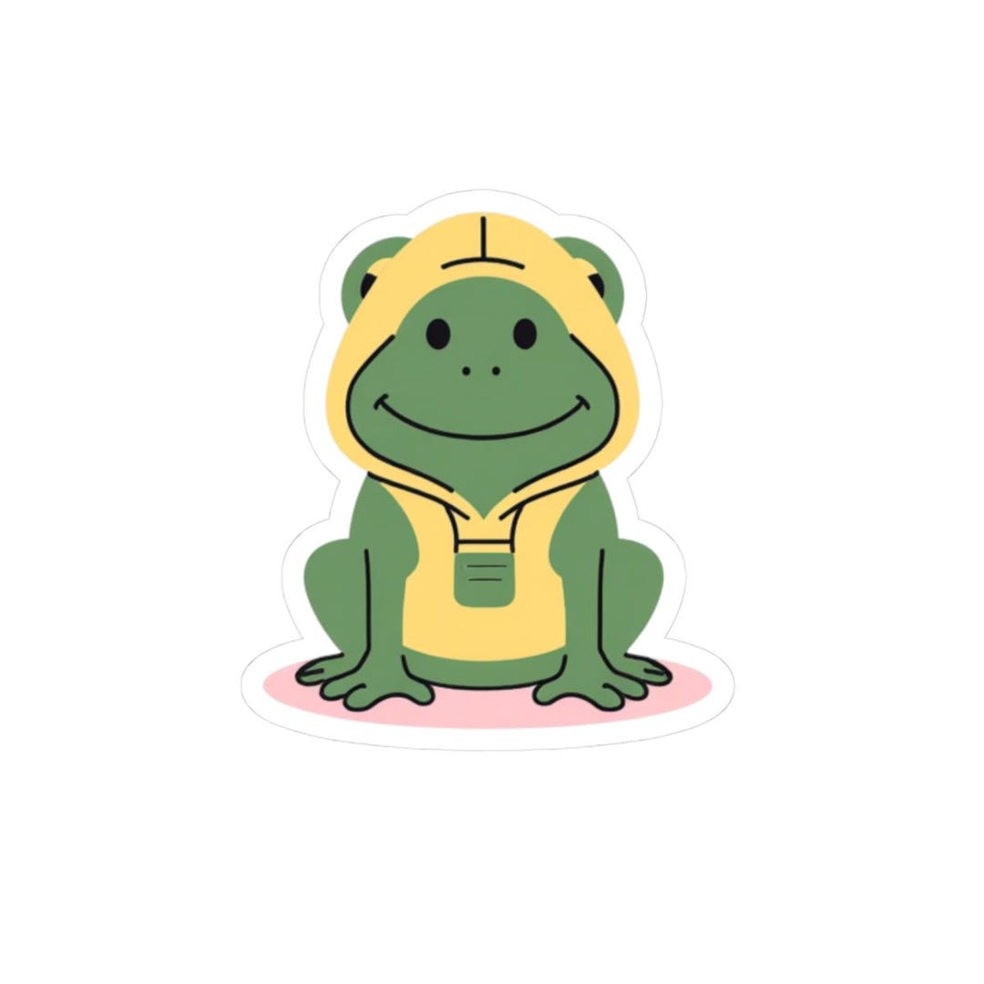 Yellow Frog Sticker Frog in Yellow Hoodie Sticker | Kiss-cut Vinyl Stickers - Etsy