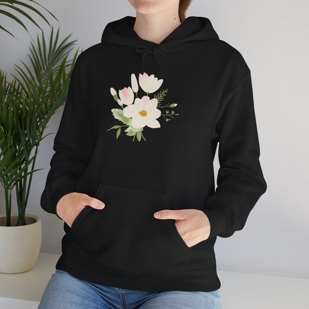 Soft Watercolor Wildflower Hoodie | Minimal Floral Design - Etsy