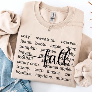 Fall Favorites Sweatshirt, Cozy Autumn Vibes Pullover, Thanksgiving Pumpkin Patch Crewneck, Autumn Words Shirt